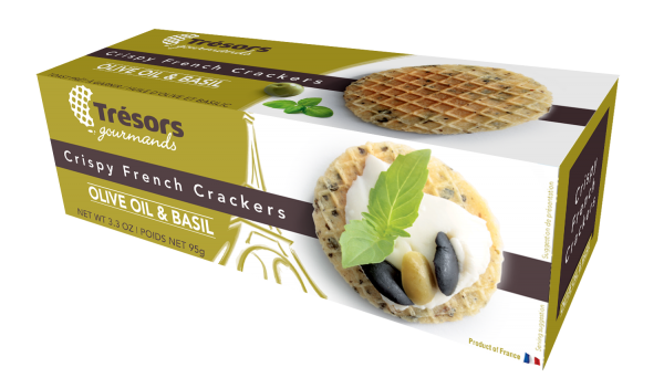 PATISSERIE DES FLANDRES Knusprige französische Cracker mit Olivenöl & Basilikum 95g